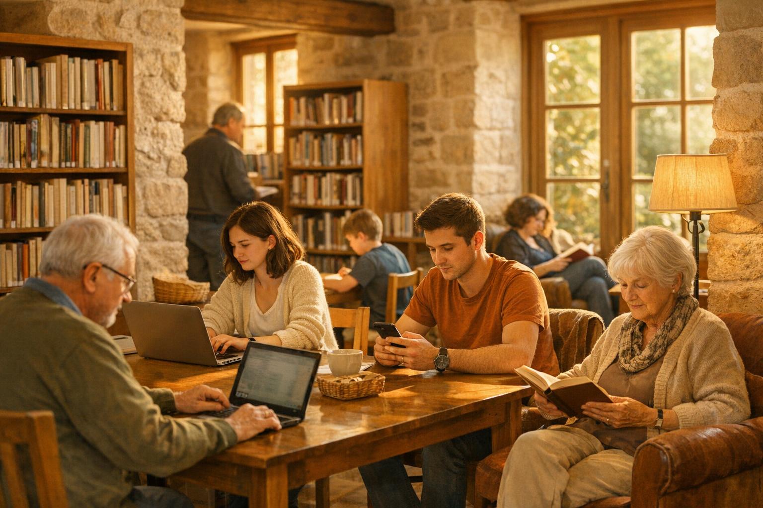 Usagers connectés au WiFi public d'une médiathèque municipale de Seine-et-Marne
